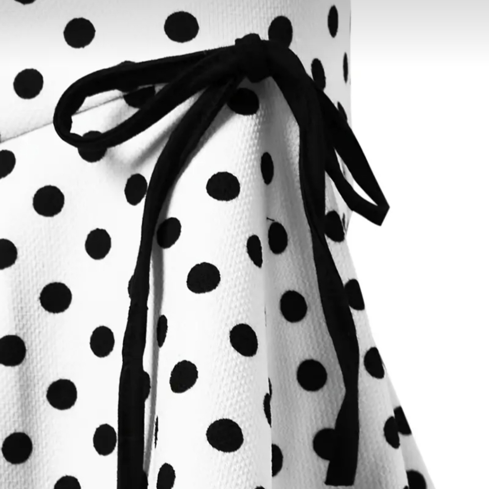 Polka Dot Midi Skirt Chic Casual High Waist - Picture 7 of 7